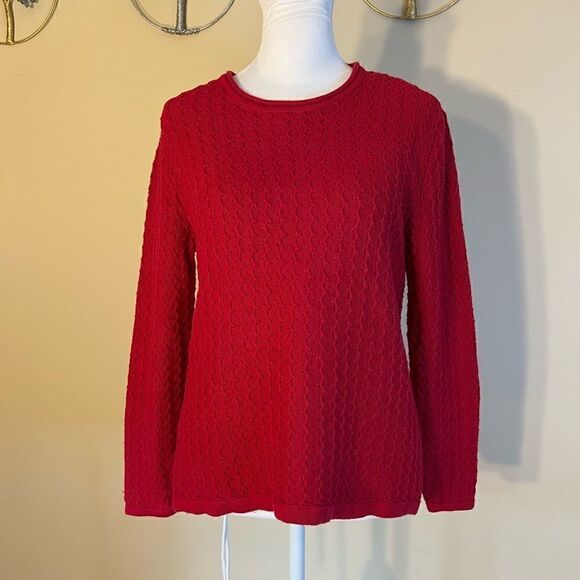 Karen Scott Petites Red Knit Pullover Sweater Petite Medium - Picture 1 of 8